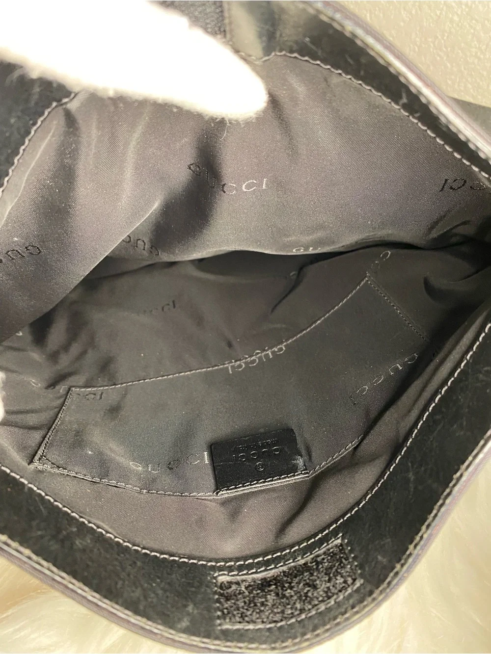 Gucci Black Nylon Messenger Bag with Leather Trim UNISEX